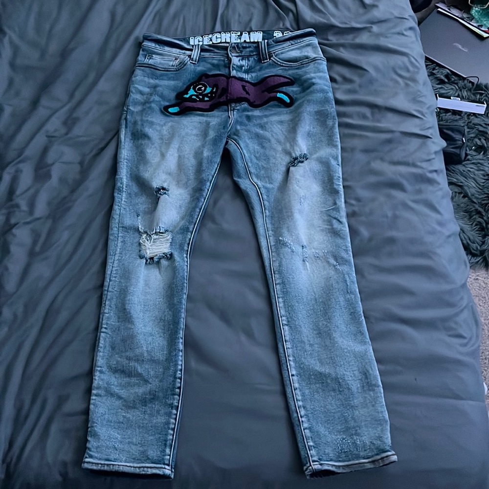 ICECREAM Running Dog Jeans-Light Blue with Purple Dog- Size 30